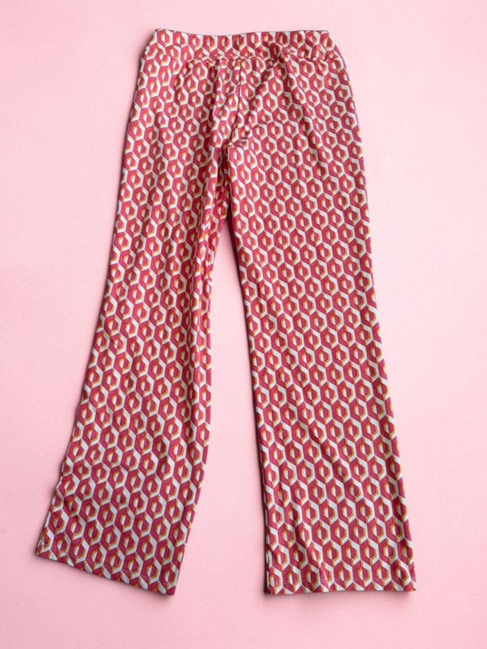 MCLAUGHLIN Red Orange Patterned Straight Leg Pants Size Small